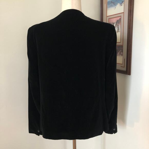 VTG 90s Cassandra Black Velvet Blazer Made in Japan Size 40 Medium Quiet Luxury - Picture 7 of 12
